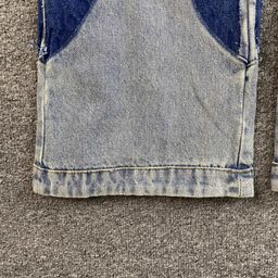 thumbnail for Trendy and fashionable washed blue heavy stitched bootcut jeans