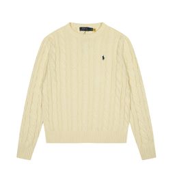 thumbnail for 24 New Cross Border Ralph Lauren Ral Lauren Round Neck Solid Color Pony Embroidered Logo Twist Knitted Sweater