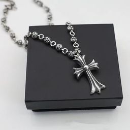 thumbnail for American trend retro trendy Xuan Crow heart cross hip hop punk premium bead cross spliced necklace