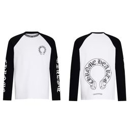 thumbnail for Cross-border correct version of Crowe Chrome Heart high quality double yarn cotton men&#039s and women&#039s printed long sleeve T-shirt