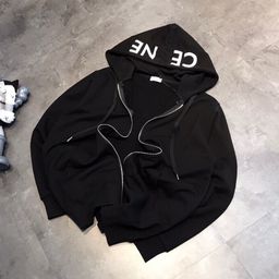 thumbnail for Jimo sweatshirt trendy brand spring and autumn CEL simple letter hooded sweatshirt casual loose couple zip jacket