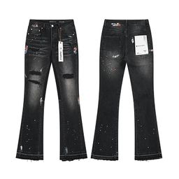 thumbnail for Foreign Trade American PURPLE Jeans, slim fit, new cross-border export new stretch small feet, ink splash distressed distressed men's pants
