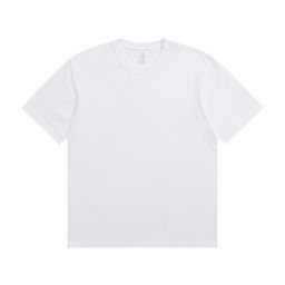 thumbnail for 2025 t-shirt de algodão para homens 230g de cor sólida pesada com gola redonda de manga curta casual algodão penteado para homens e mulheres t-shirt nos ombros