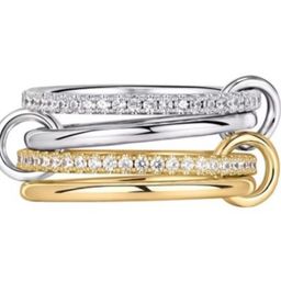 thumbnail for Cross-Border Exclusive Sale of Stainless Steel Interlocking Zircon Rings with Full Diamond Inlay, Two-Tone Multi-Element Design, New Cross-Border Hot Item