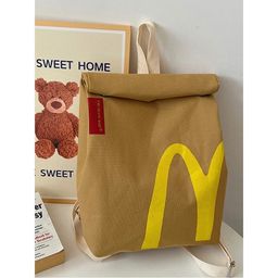 thumbnail for New Bag Internet Popular McDonald's Large Capacity Backpack Casual Backpack Hamburger Paper Bag Student Class Bag