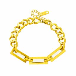 thumbnail for European and American fashionable metal stainless steel thick chain heavy-duty bracelet collarbone chain jewelry set, four-leaf clover set