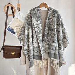 thumbnail for Winter Popular Imitation Cashmere Scarf for Women in Autumn and Winter Internet Celebrity Live Broadcast Thickeneded Tassel Shawl Dual-Use Warm and Versatile