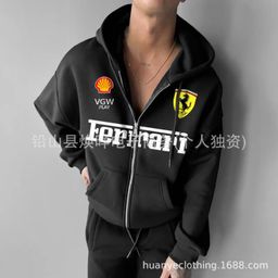 thumbnail for In the autumn of 2024, cross-border hot-selling digital printing men's hooded cardigan racing pattern factory direct supply