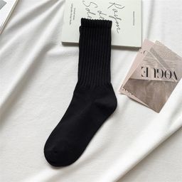 thumbnail for Men's and women's solid color autumn and winter Japanese couple neutral style striped pile loose ins mid-leg socks weight 60g