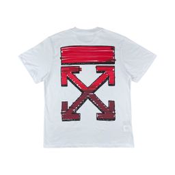 thumbnail for Off Hot Stamping Tape Printing Warlike Men&#039;s Large Size Short-Sleeved Ow Loose Round Neck Women&#039;s T-Shirt Couple White Same Style