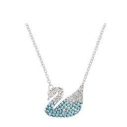 thumbnail for Swarovski Devil&#039s Eye Necklace with Swarovski Swans and Beating Heart Clavicle Chain Pendant for Women