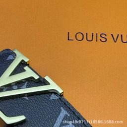 thumbnail for New L Men's Belt Smooth Buckle V Letter Belt Youth Plaid Pants Belt Trendy Casual Business Belt