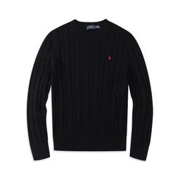 thumbnail for Classic three-gauge knit with a twisted round neck ruff pony pin embroidered knit sweater