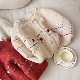 thumbnail for Artistic Flower Embroidered Round Neck Sweater Coat Women&#039;s Spring and Autumn New Design Sense Single Breasted Knitted Cardigan Top