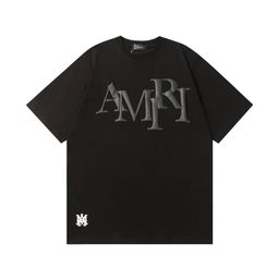 thumbnail for Camisetas de manga curta casuais e soltas da marca AMIRI americana, com estampa da moda transfronteiriça de verão de 2025, para homens e mulheres, em estoque.