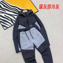 thumbnail for 25 Spring and Autumn Casual Sports Laminated Tech Fieece Technology Zipper Suit Jacket and Sweatpants 950+496