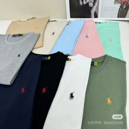 thumbnail for Cross-border foreign trade T-shirts with Pony Ma Logo embroidery for women, crew neck short-sleeve pure cotton half-sleeve men's classic versatile base shirts wholesale