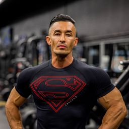 thumbnail for YOUNGLA co-branded Superman American new men's T-shirt, muscle sports, fitness, breathable tights, tops