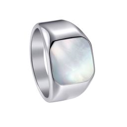 thumbnail for 2026 Europe, America and Asia cross-border titanium steel men's rings shell face ring square jewelry seal shaped jewelry