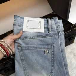 thumbnail for D&Home European Men's Jeans Spring and Summer Old Color Slim Stretch Wash Small Straight Men's Pants Boys Korean Version