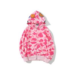 thumbnail for Cross-border foreign trade wholesale new shark camouflage hooded cardigan zipper loop loop plush men's and women's sweatshirt jacket tide