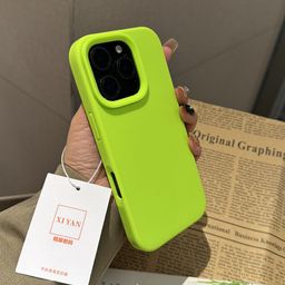 thumbnail for Applicable to apple 16Promax mobile phone case new liquid silicone dragon fruit color iphone15Pro solid color thick