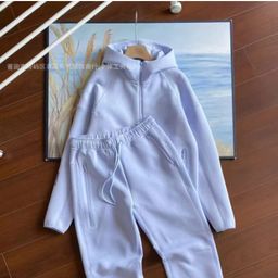 thumbnail for 26 Spring and Autumn New Casual Sports Air Layer Hooded Jacket and Sweatpants Set 454 and 461