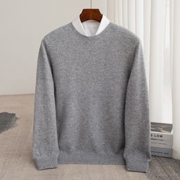 thumbnail for First-line clothing round neck 100 pure woolen sweater 24 autumn and winter men&#039;s warm solid color sweater knitted base shirt