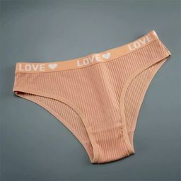 thumbnail for New V-shaped Women&#039;s Cotton Threaded Briefs European and American Solid Color Mid-waist Hip Breathable Double-layer Girls&#039; Underwear