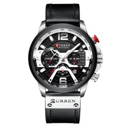 thumbnail for Curren Caren 8329 fashion casual men&#039s water belt calendar six-pin multi-function quartz watch