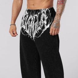 thumbnail for YOUANGLA American fashion brand men's sweatpants jogging sports muscle fitness casual pants loose straight pants