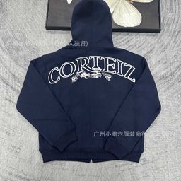 thumbnail for Corteiz Alcatraz American Ins Street Sweatshirt Suit Cardigan Hip-Hop Fleece-Lined West Coast High Street Hoodie