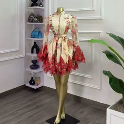 thumbnail for European and American cross-border women's 2026 autumn new sweet and fresh tie-up ruffled bell-sleeve short dress