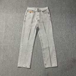 thumbnail for Corteiz Alcatraz Jeans New Star Embroidered American High Street Vintage Distressed Casual Cropped Pants Trend