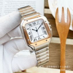 thumbnail for Foreign Trade Santos Watch Couple Model Little Cheetah Dumont Series Baked Blue Needle Fully Automatic Mechanical Watch Cross-Border Wholesale