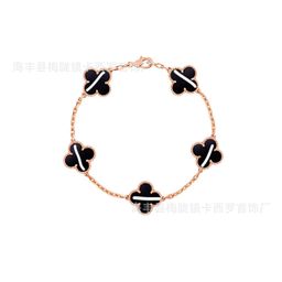 thumbnail for V Gold Four-leaf Clover Lucky Grass Five-flower Bracelet for Men and Women 18k Agate Bei Mu Seiko Pair Edition Thick Real Gold Electroplating