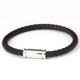 thumbnail for Hot sale leather rope bracelet lovers classic old color bracelet versatile fashion woven cowhide bracelet titanium steel magnetic buckle