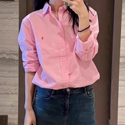 thumbnail for RL拉夫牛津布衬衫男女同款小马标刺绣上衣外套美式复古情侣衬衣