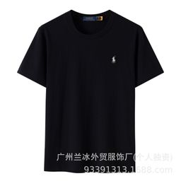 thumbnail for Cross-border foreign trade T-shirts with Pony Ma Logo embroidery for women, crew neck short-sleeve pure cotton half-sleeve men's classic versatile base shirts wholesale