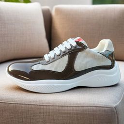 thumbnail for European Station Cross-Border Classy P Family Patent Leather Bright Leather Fashion Casual Sports Sneakers Breathable White Shoes Classic Men&#039;s Shoes