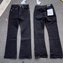 thumbnail for Trendy Niche Purple Brand High Street Ripped Jeans with Splash Ink Print, Flared Patchwork, Washed and Distressed Men's Jeans