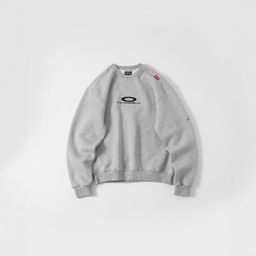 thumbnail for Cross-border high-grade OAK Ou Kli embroidery basic crewneck sweatshirt simple cityboy loose thin retro sweatshirt