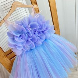 thumbnail for Children's dresses, flower girls, weddings, little girls, princess dresses, girls' bandeau hosts, simple fluffy gauze skirts