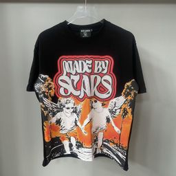 thumbnail for Cross-border MIXED EMOTION Angel Alien Print T-Shirt Men's and Women's High Street Loose Hot Diamond Crew Neck Short Sleeves