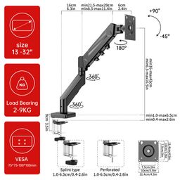 thumbnail for Monitor Computer Bracket Mechanical Arm Desktop Rotating Display Screen Cantilever Base Punch-Free Double Screen Desktop