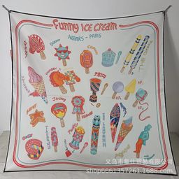 thumbnail for Cross-border European and American fashion silk scarves, high-end elegant scarves, light luxury, silk printing, letter printing, overseas hot-selling brands