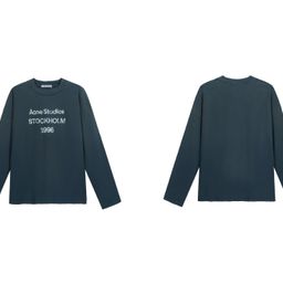 thumbnail for Cross-border exclusive for European and American ins style high gram weight for men and women of the same pure cotton double gauze long-sleeved letter T-shirt