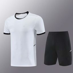 thumbnail for AD short sleeve zipper pants shortsZipper training suit pants football foreign trade summer trainning