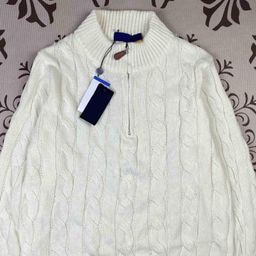 thumbnail for Real shot RL Raff pony logo sweater female embroidered knitwear men's autumn and winter stand-up collar twist couple half zipper