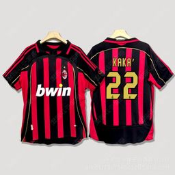 thumbnail for Camisas retrô de futebol do clássico time italiano da Serie A, AC Milan Kaká, Inter de Milão, uniformes de futebol de manga curta para jogos em casa e fora.
